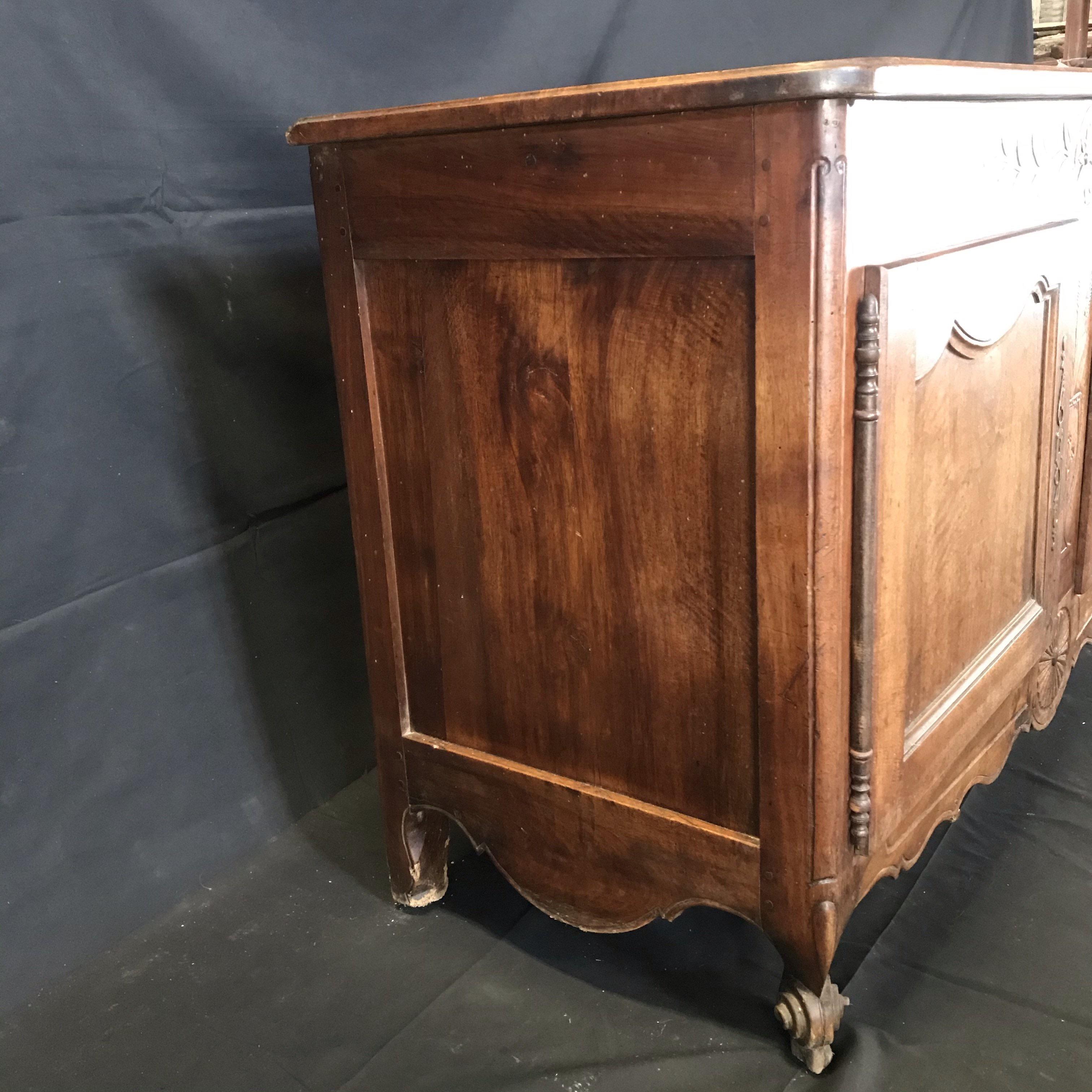 Charming Antique Carved Walnut French Provincial Sideboard Cabinet Buffet 8