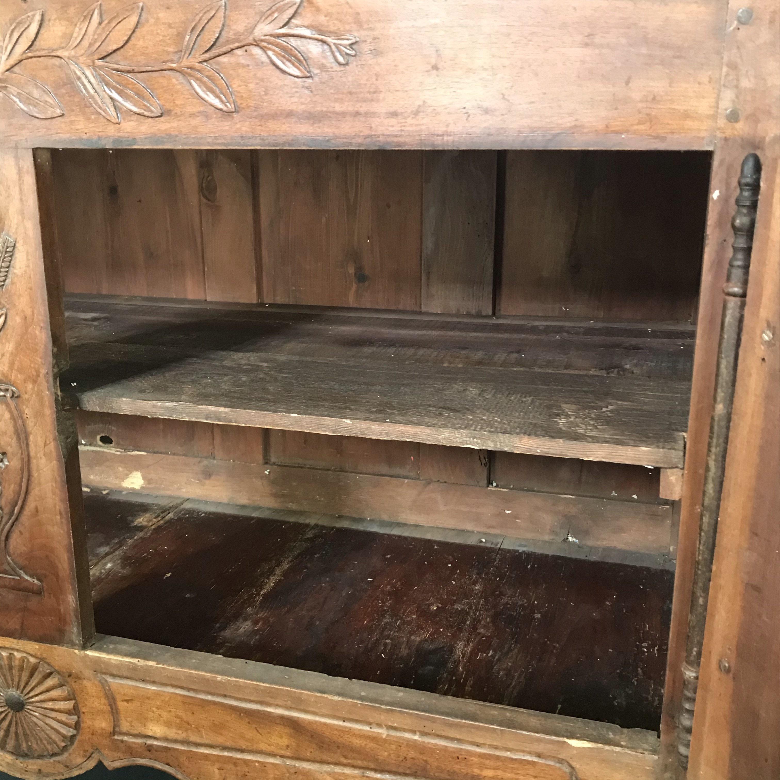 Charming Antique Carved Walnut French Provincial Sideboard Cabinet Buffet 2