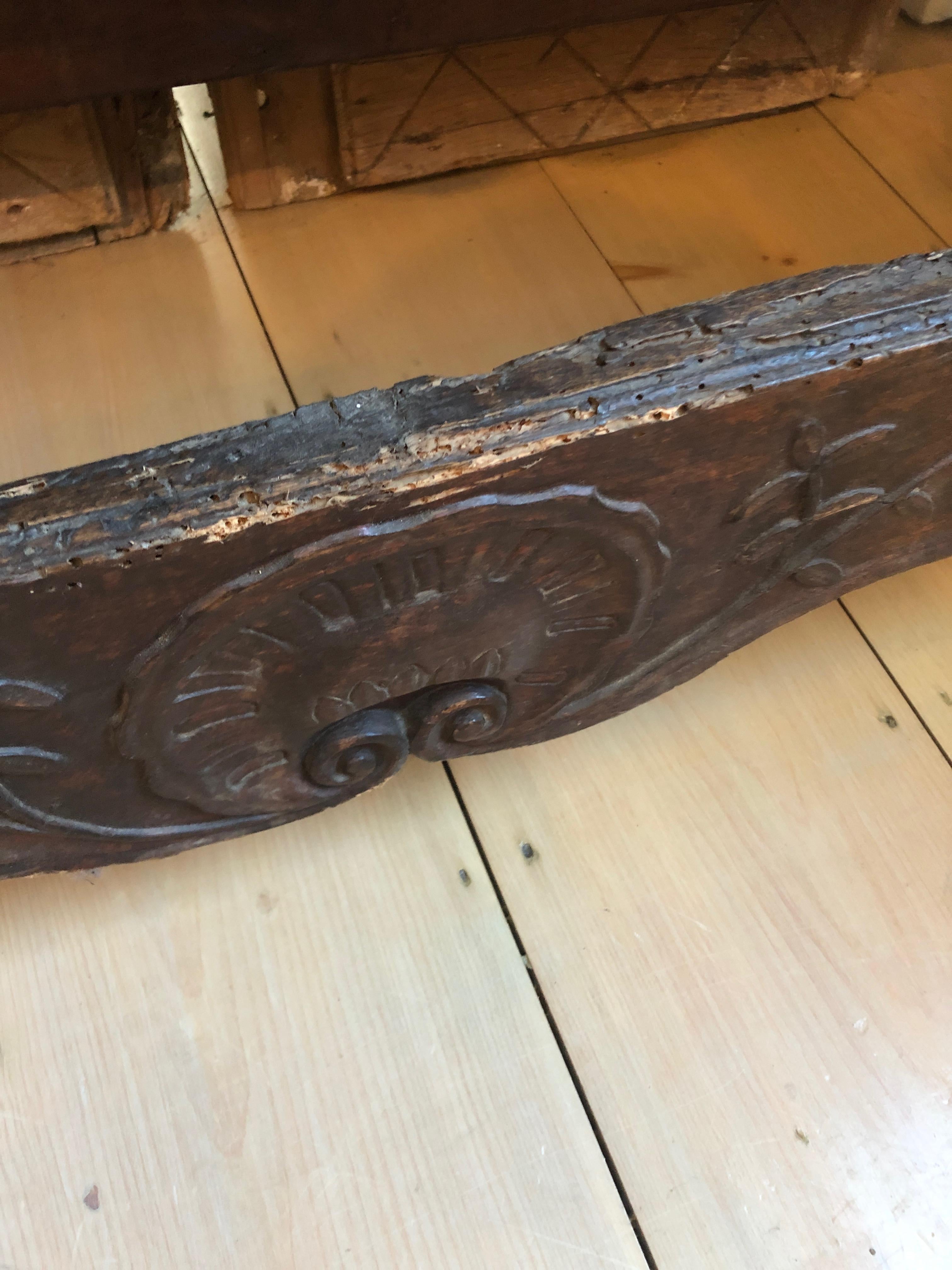 Charming Antique Carved Wood Bread Making Console Table 1