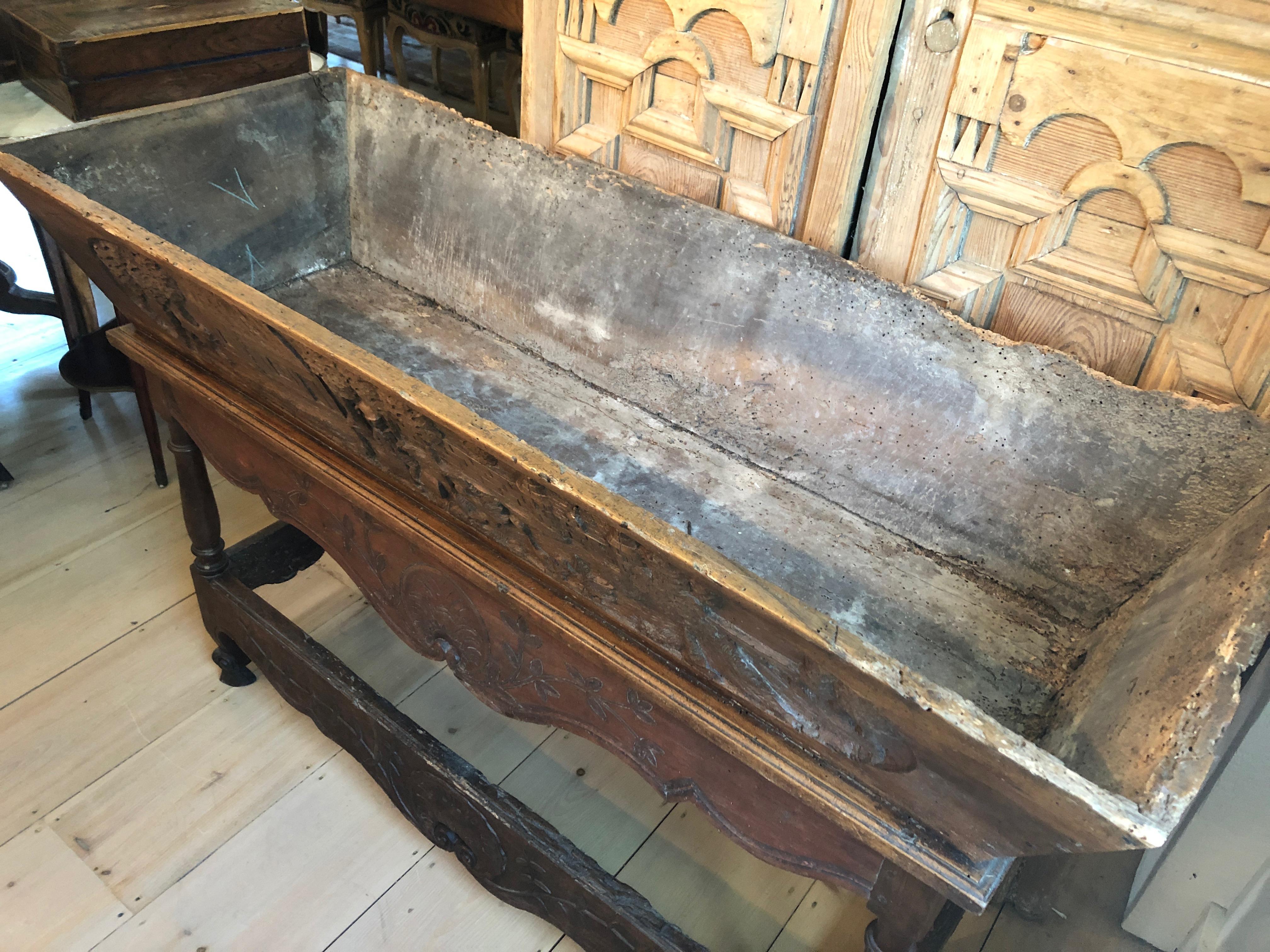 Charming Antique Carved Wood Bread Making Console Table In Good Condition In Hopewell, NJ