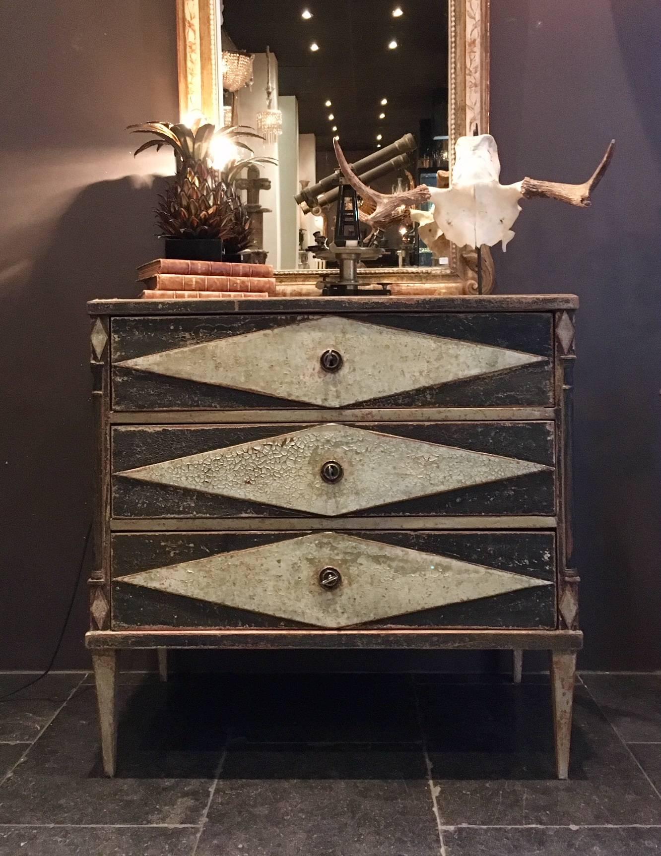 Neoclassical Charming Antique Commode with a Beautiful Patine and Craquelure