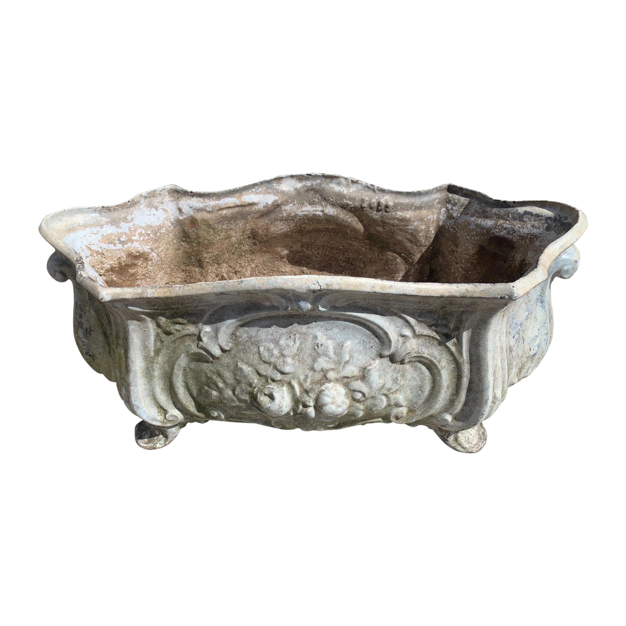 Charming Antique Enameled Iron French Planter Trough