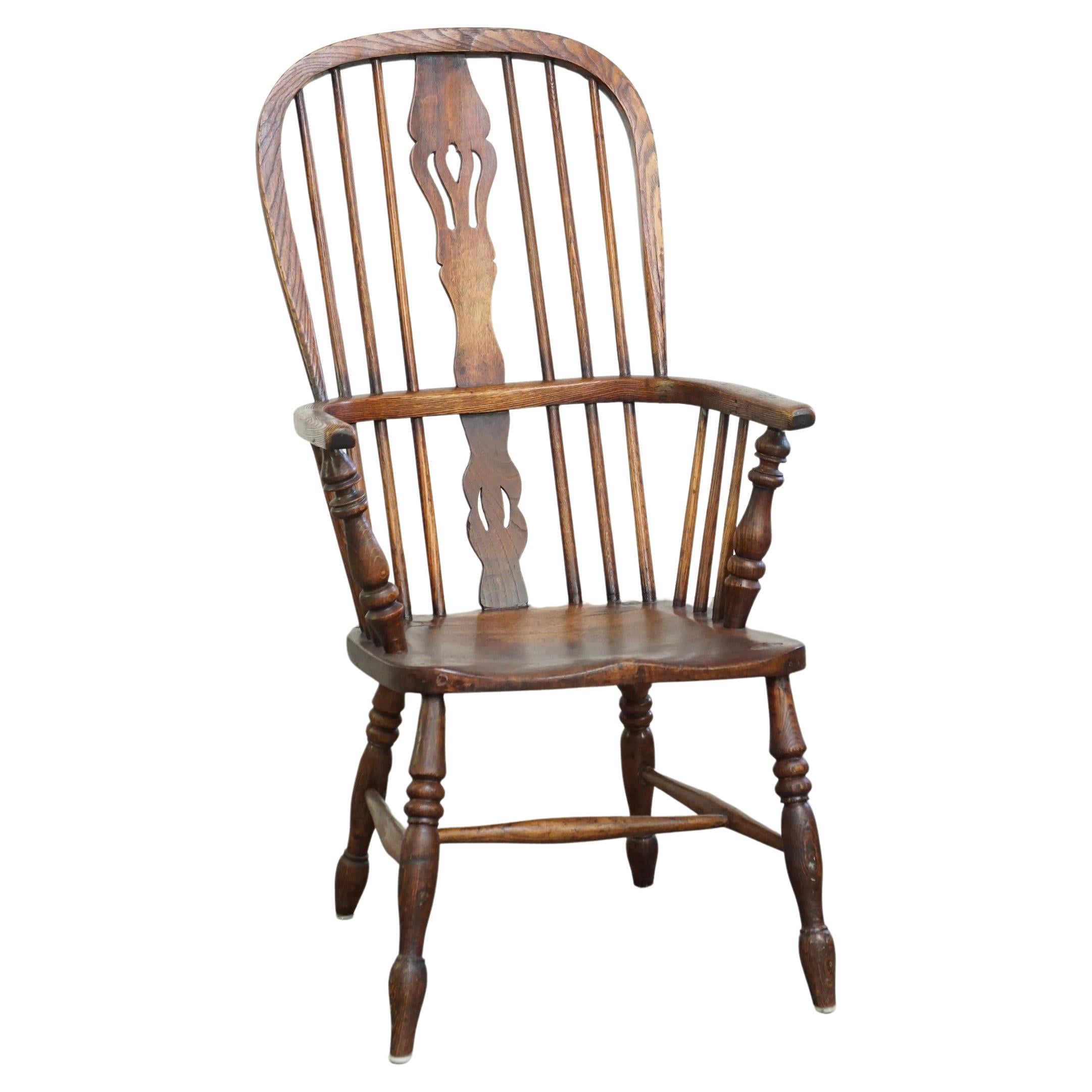 Charming, antique English highback Windsor dining chair with beautiful patina
