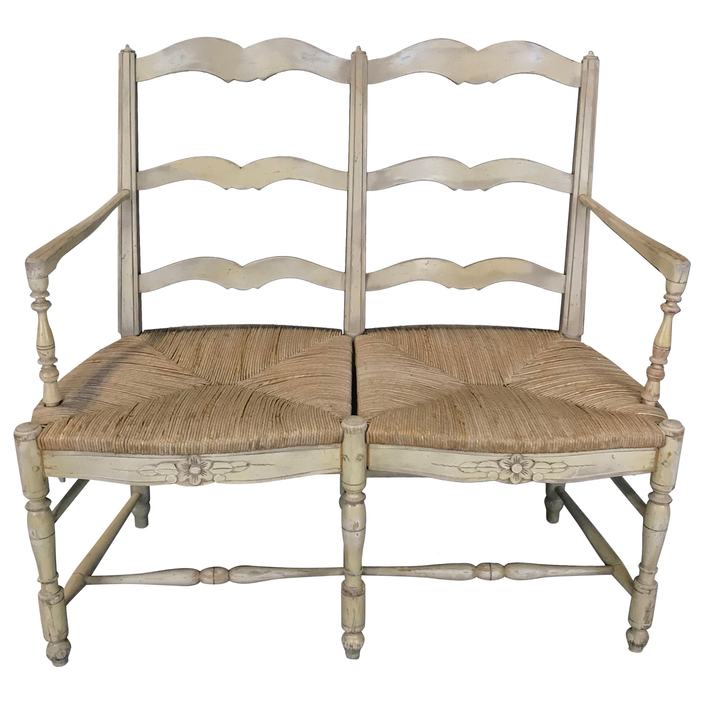 Charming Antique French Country Bench Loveseat Sofa