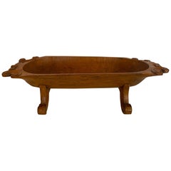Charming Antique Hand Carved French Dough Bowl Centerpiece