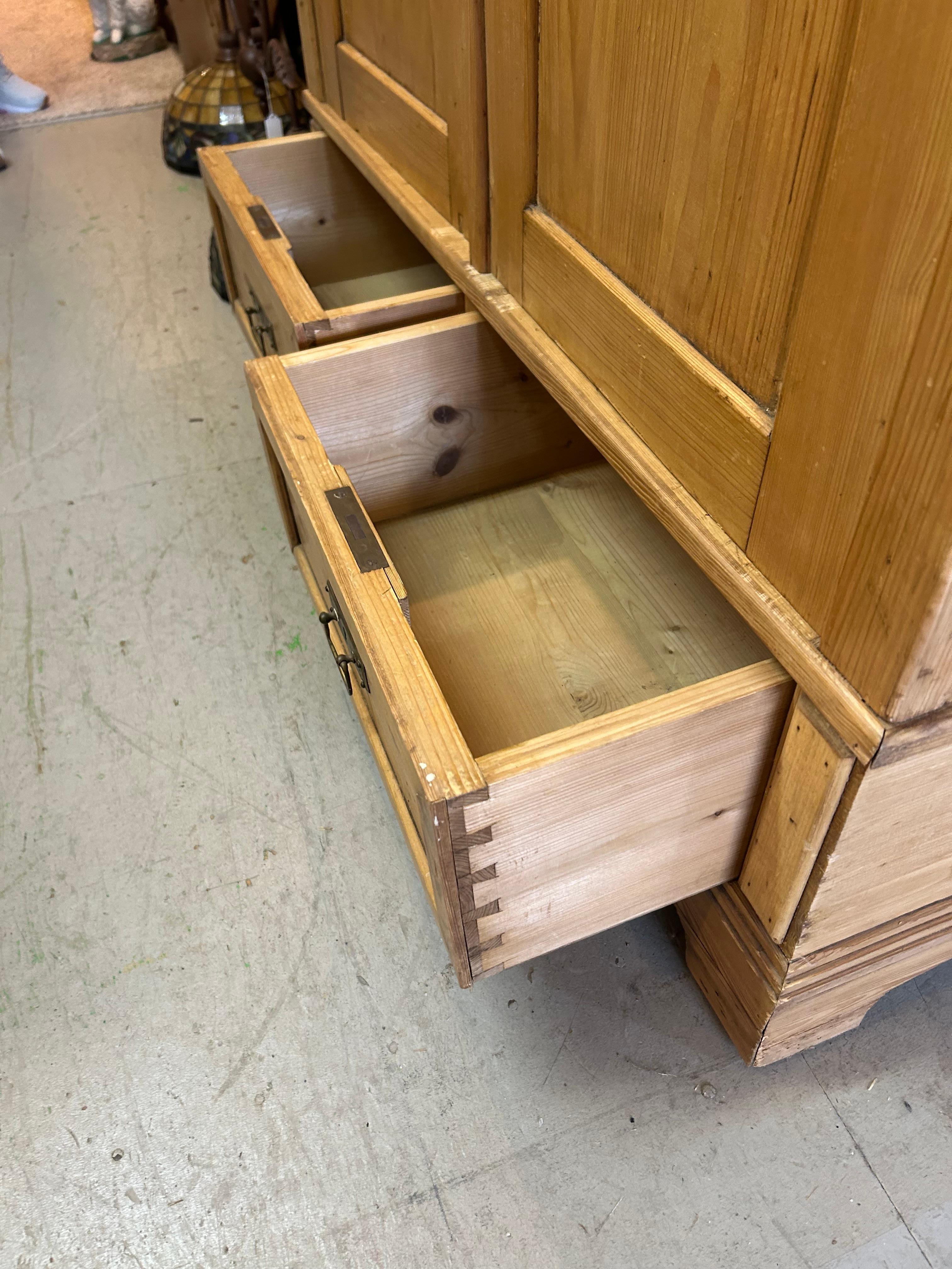 American Charming Antique Irish Pine Armoire Cabinet For Sale