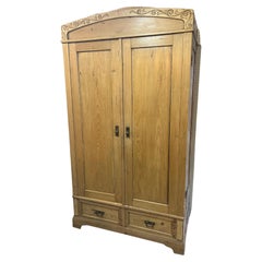 Charming Antique Irish Pine Armoire Cabinet