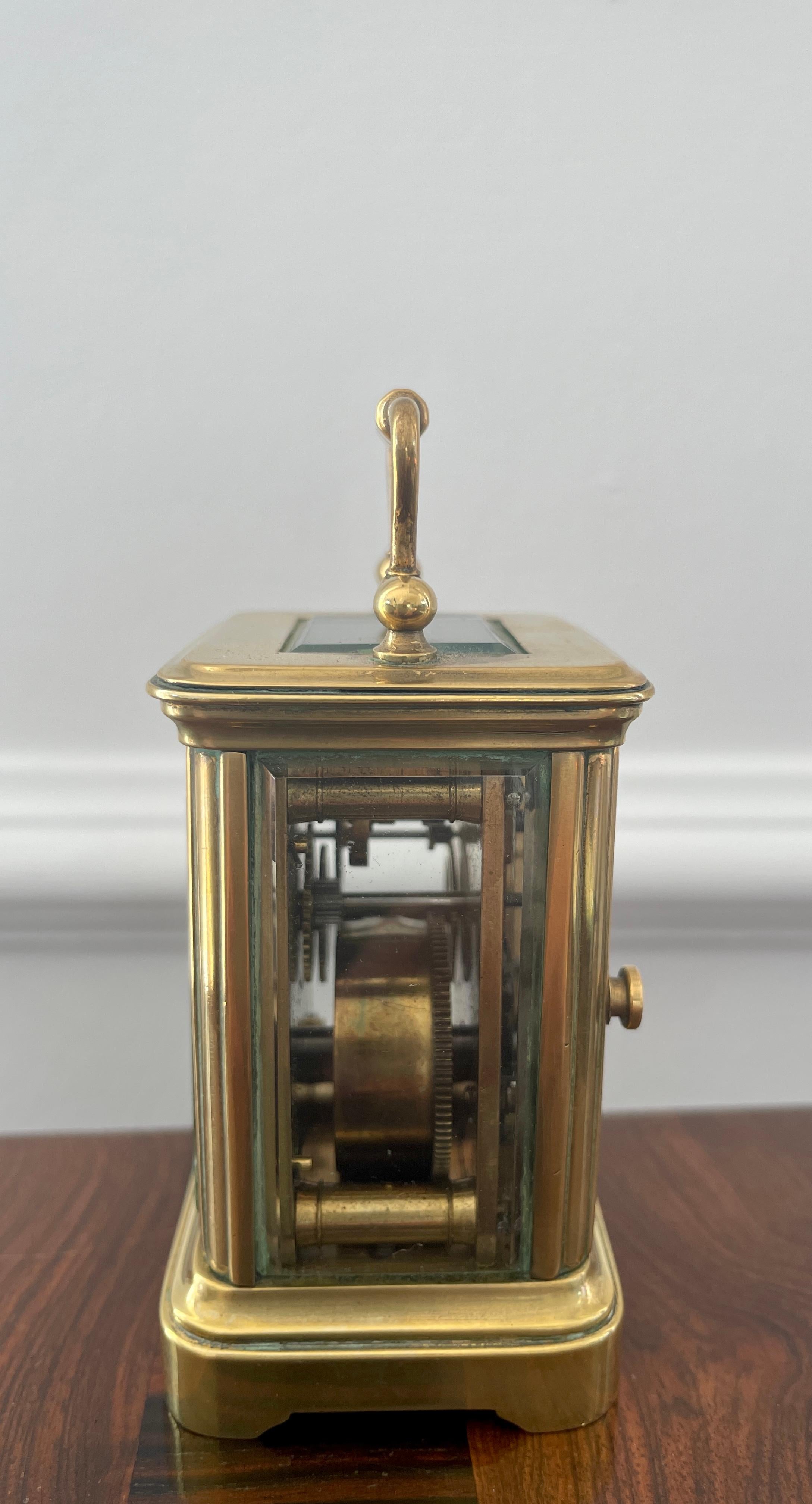 Mid-19th Century Charming Antique Lacquered Brass Cased Carriage Clock