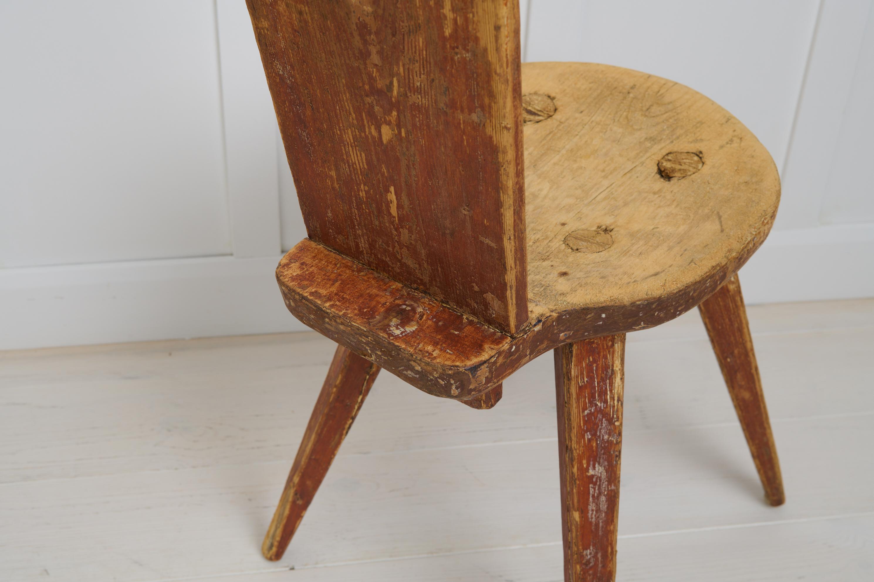Charming Antique Primitive Folk Art Chairs, from Northern Sweden Made in Pine For Sale 2
