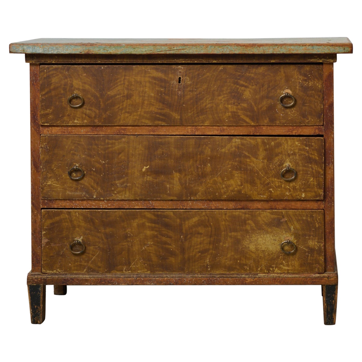 Charming Antique Swedish Chest of Drawers, Solid Pine with Original Paint