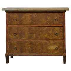Charming Antique Swedish Chest of Drawers, Solid Pine with Original Paint