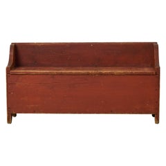 Charming Antique Swedish Folk Art Bench from the Early 1800s, Original Paint