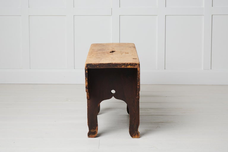 Charming Antique Swedish Folk Art Stool For Sale at 1stDibs