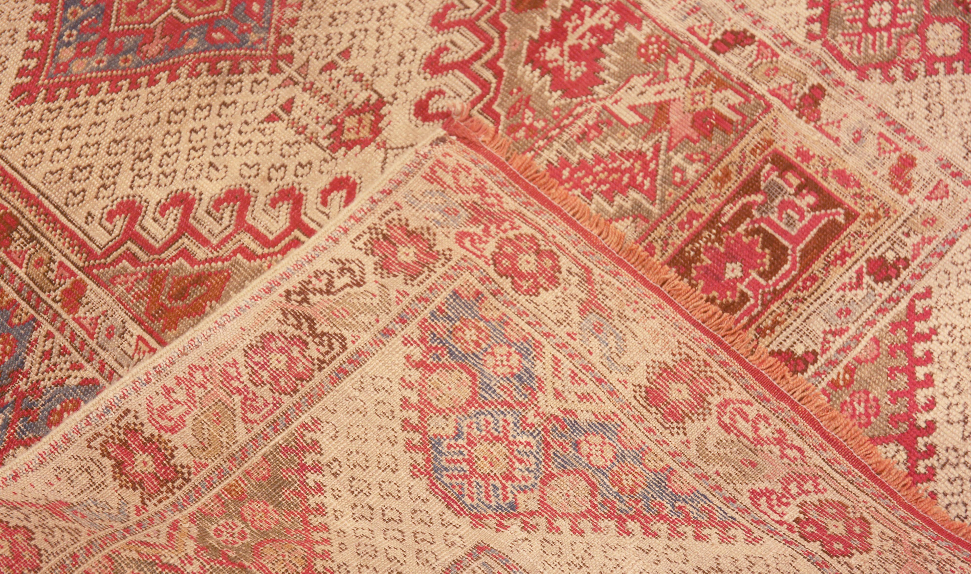 Wool Charming Antique Turkish Ghiordes Geometric Rug 3'11