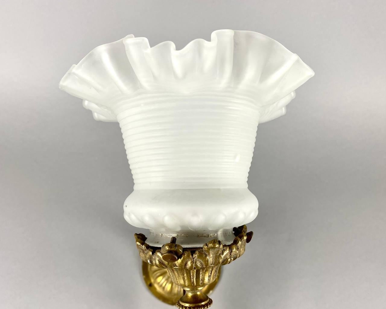 Early 20th Century Charming Antique Wall Sconce Wall Sconce in Bronze, with Glass Shade, 1920 For Sale