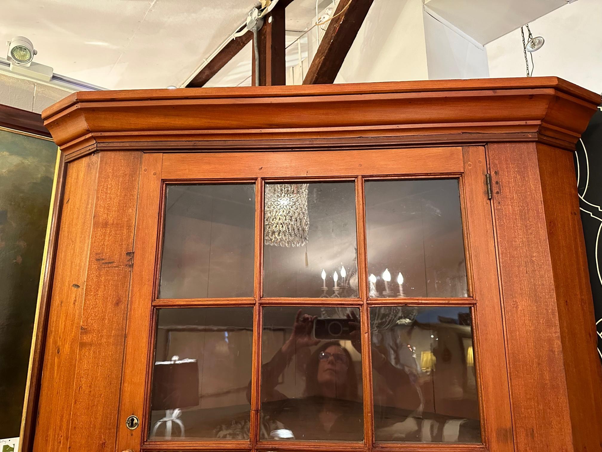 Charming Antique Warm Wood Corner Cupboard For Sale at 1stDibs