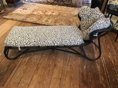 Charming Antique Wicker Chaise Longue with New Cushions