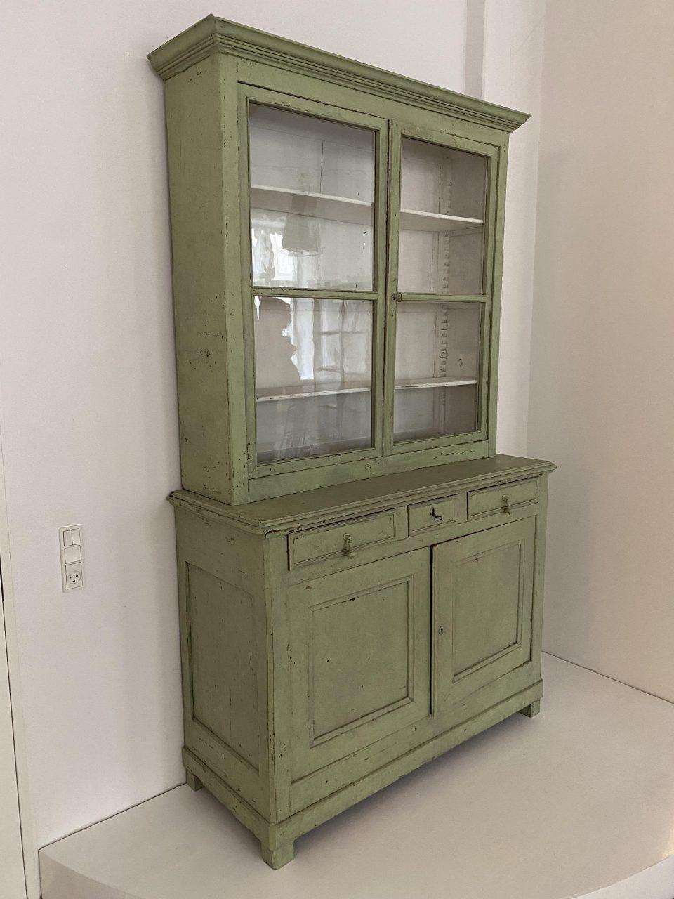 Glass Charming Apple Green Display Cabinet-France, 1920s France