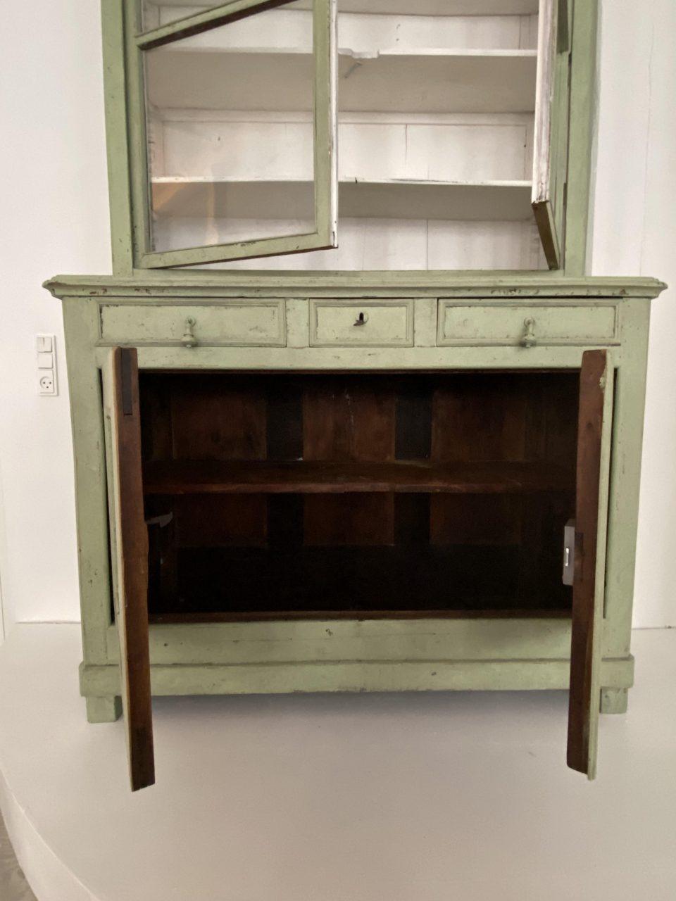 French Charming Apple Green Display Cabinet-France, 1920s France