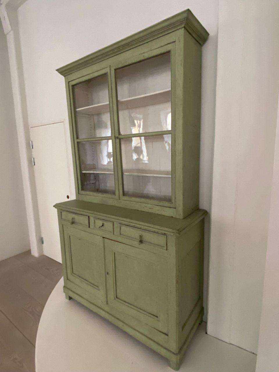 Painted Charming Apple Green Display Cabinet-France, 1920s France