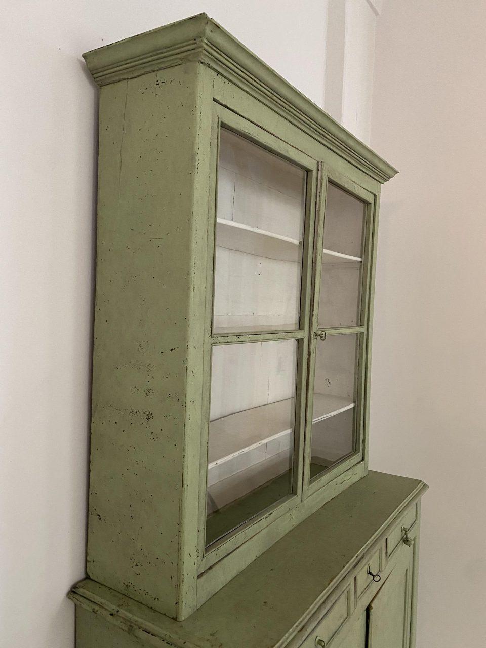 20th Century Charming Apple Green Display Cabinet-France, 1920s France