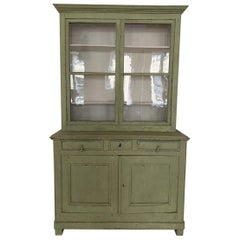 Antique Charming Apple Green Display Cabinet-France, 1920s France