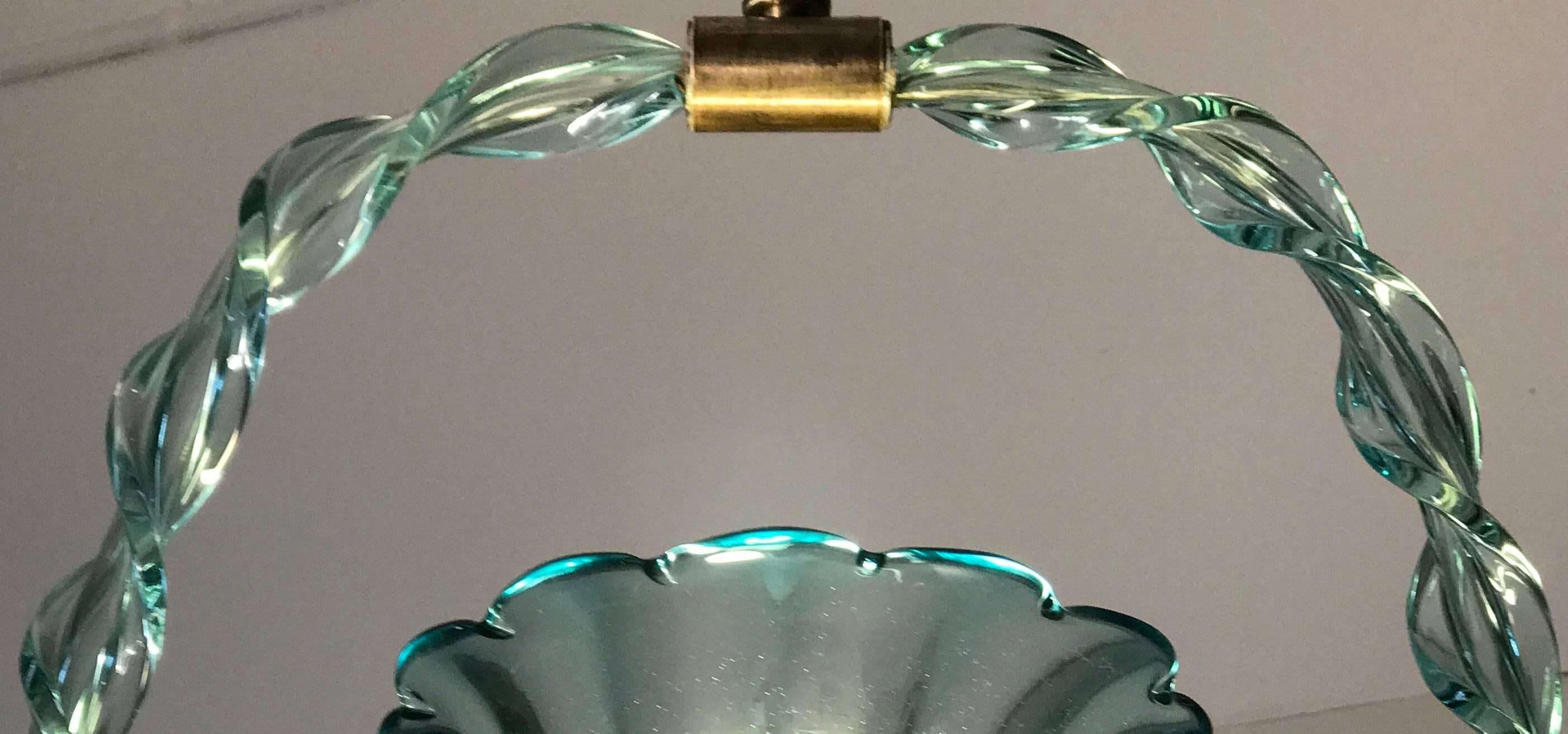 Blown Glass Charming 'Aquamarine' Murano Glass Lantern by Ercole Barovier, 1940s