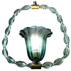 Charming 'Aquamarine' Murano Glass Lantern by Ercole Barovier, 1940s
