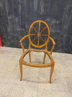 Charming Armchair with Scene Decoration Painted in Medallion, England XIXth