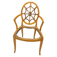 Charmant fauteuil avec décoration de scène peint en médaillon, Angleterre XIXe siècle