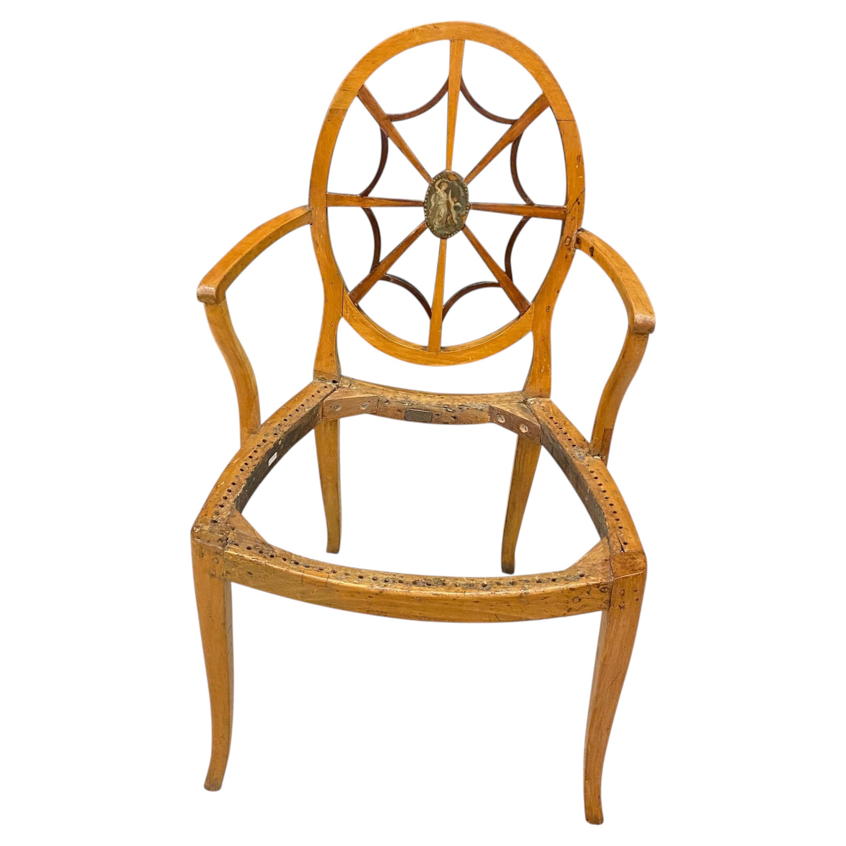 Charmanter Sessel mit im Medaillon gemalter Szenenverzierung, England, 19. Jahrhundert im Angebot