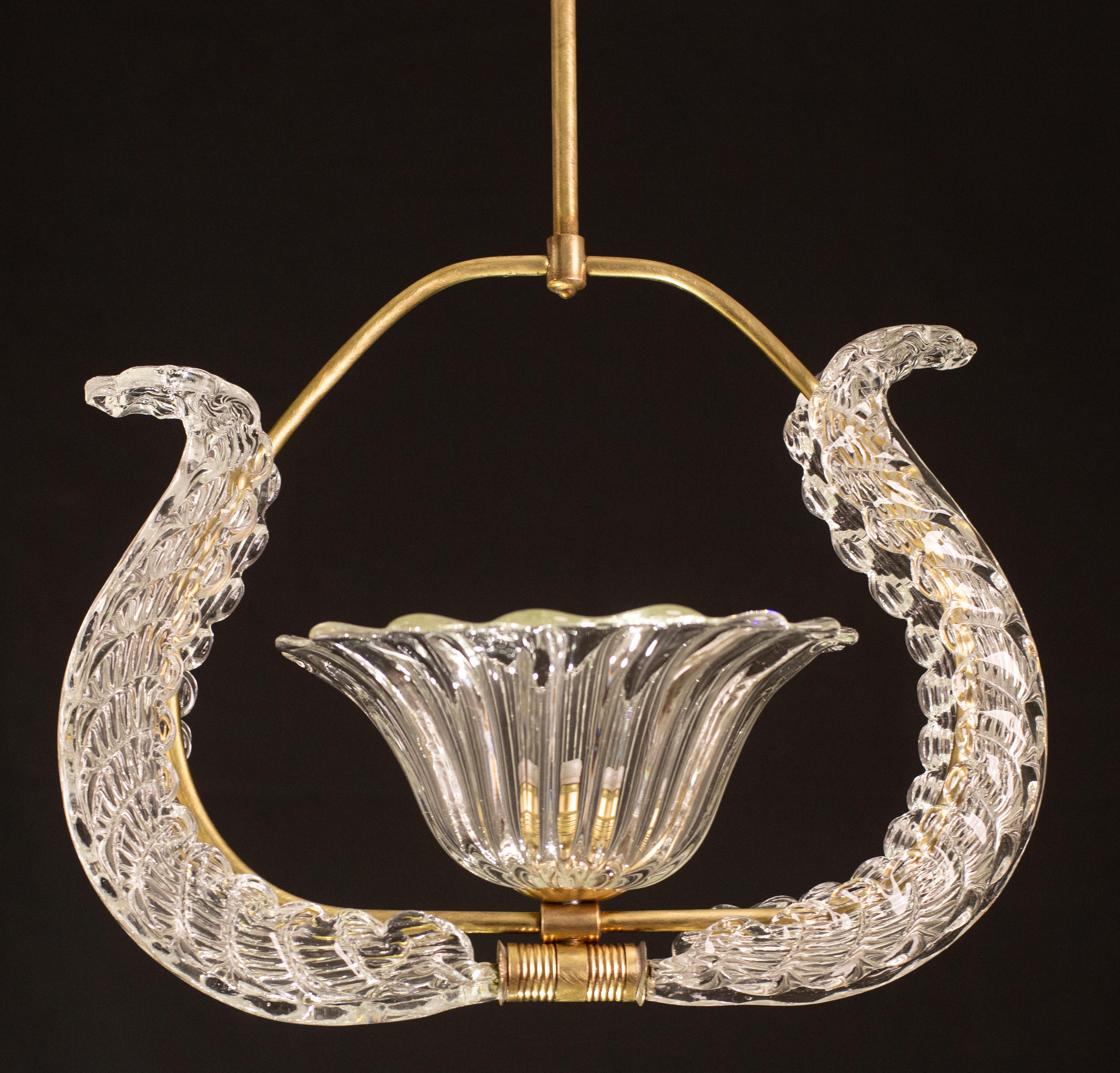 Charming Art Decò Barovier and Toso Chandelier, 1940s For Sale 5