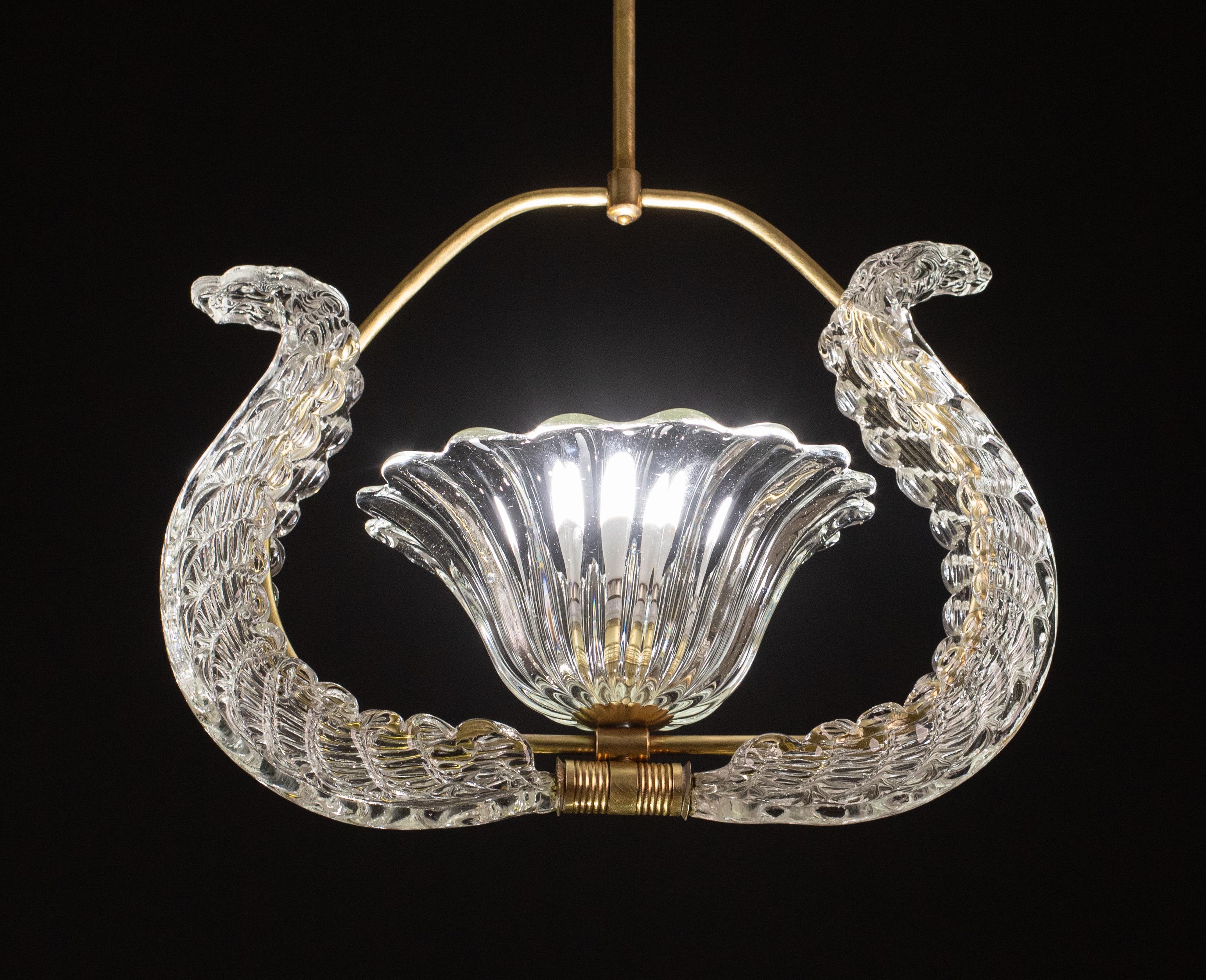 Mid-20th Century Charming Art Decò Barovier and Toso Chandelier, 1940s For Sale