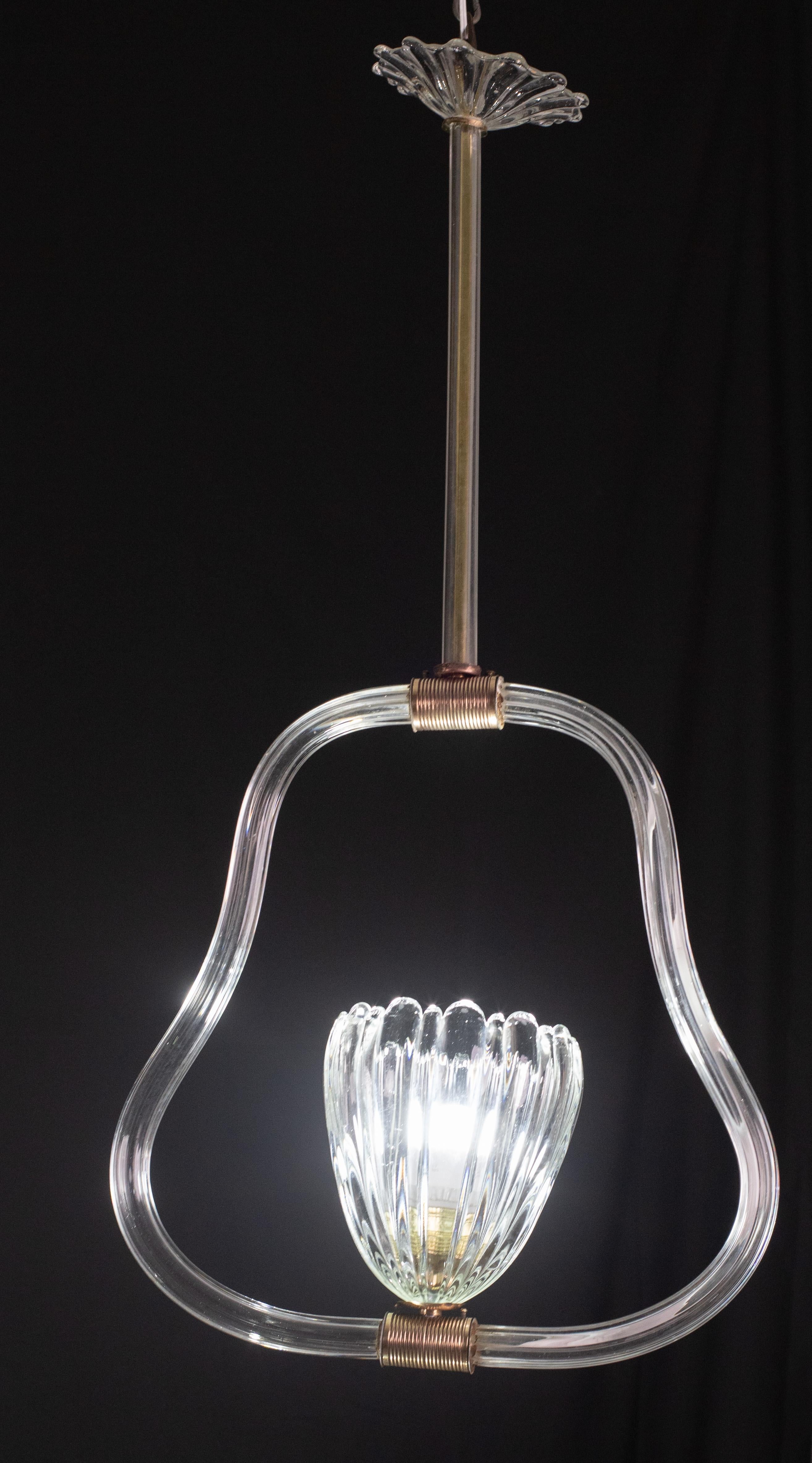 Encantadora lámpara Art Decó Barovier y Toso, años 40 Cristal de Murano en venta
