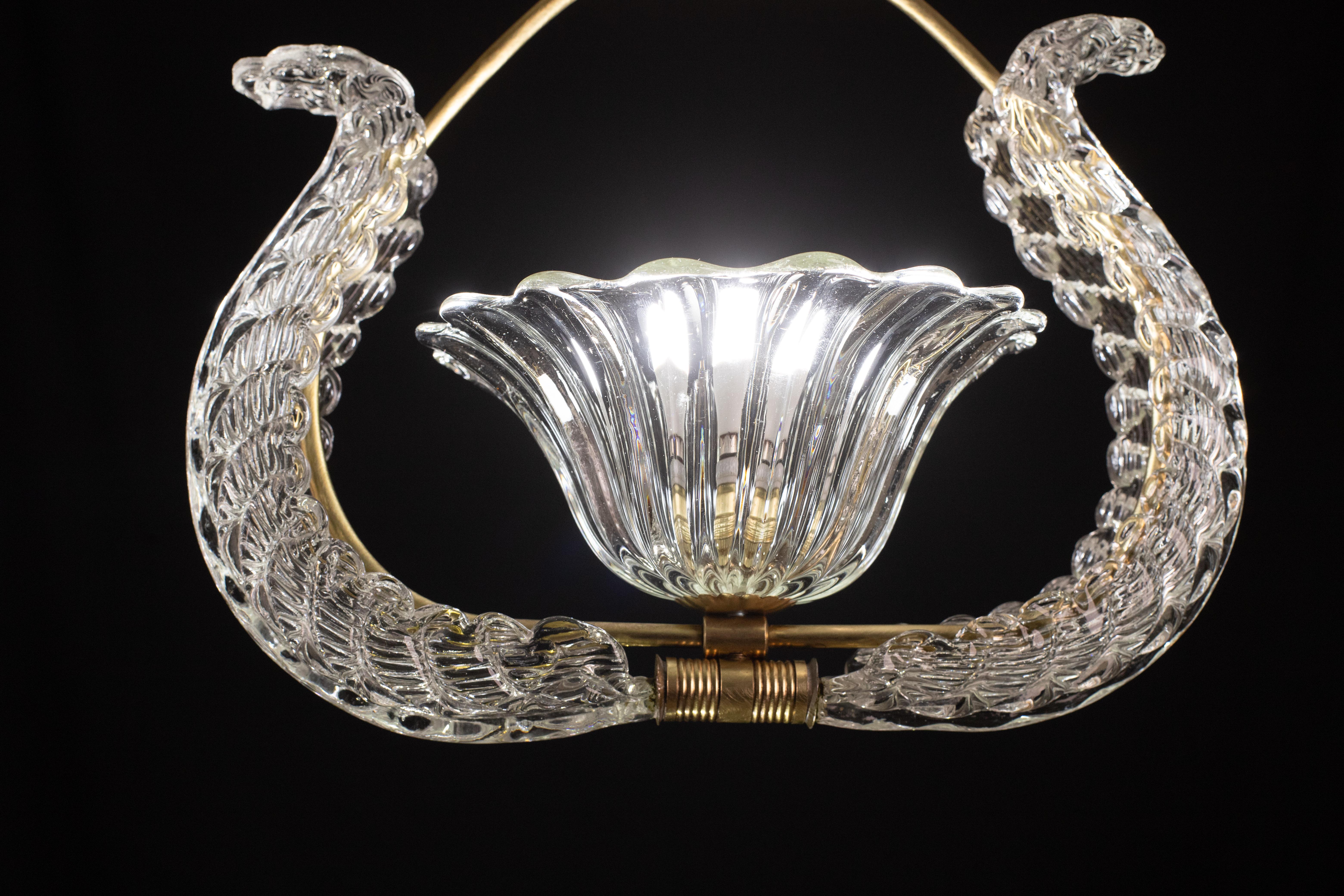 Murano Glass Charming Art Decò Barovier and Toso Chandelier, 1940s For Sale
