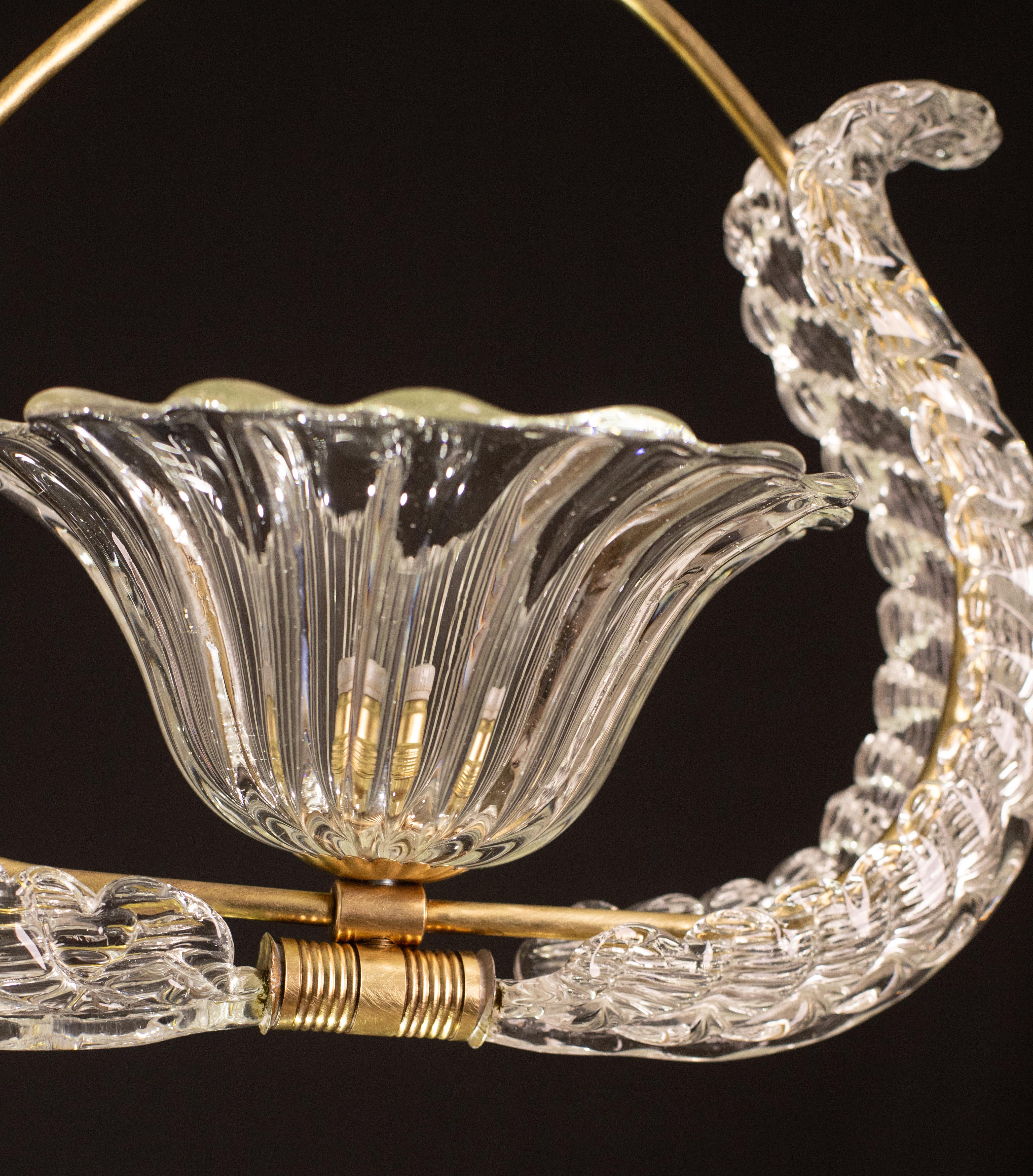 Charming Art Decò Barovier and Toso Chandelier, 1940s For Sale 3