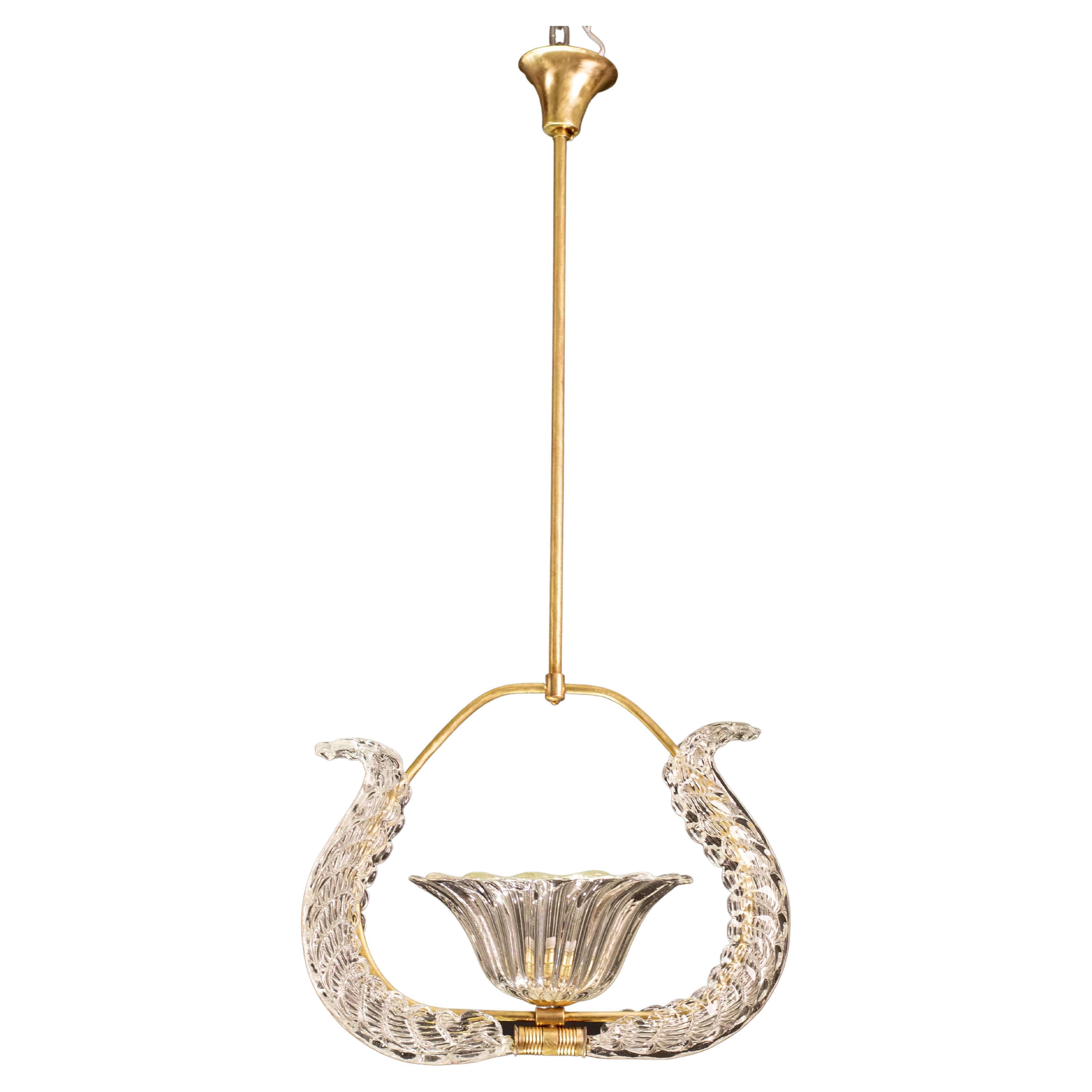 Charming Art Decò Barovier and Toso Chandelier, 1940s For Sale