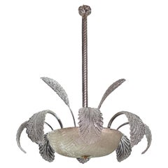 Charme Art Deco Barovier e Toso Chandelier, vetro di Murano, anni '40