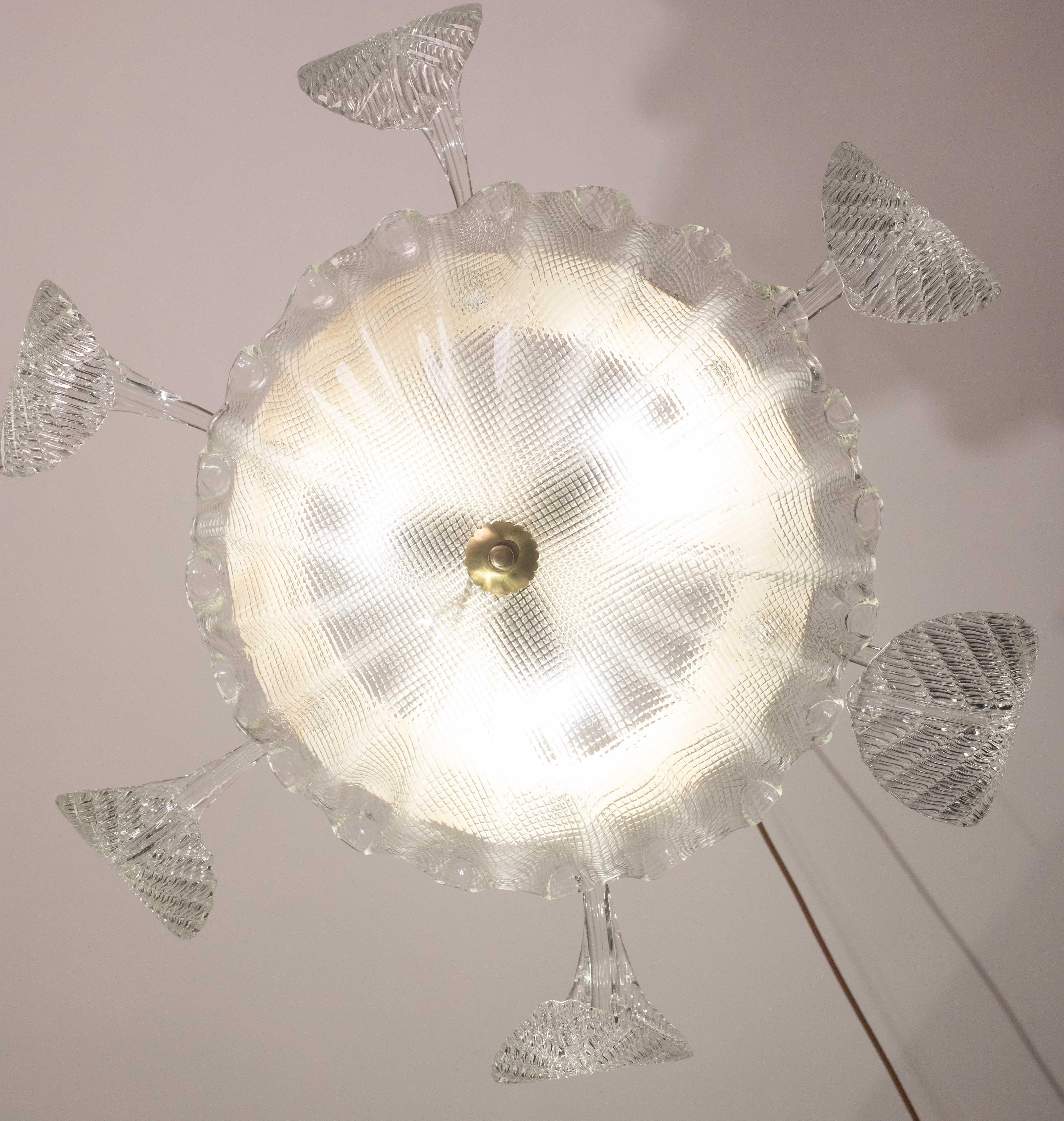 Charming Art Decò, Barovier & Toso Chandelier, Murano Glass, 1950s For Sale 7