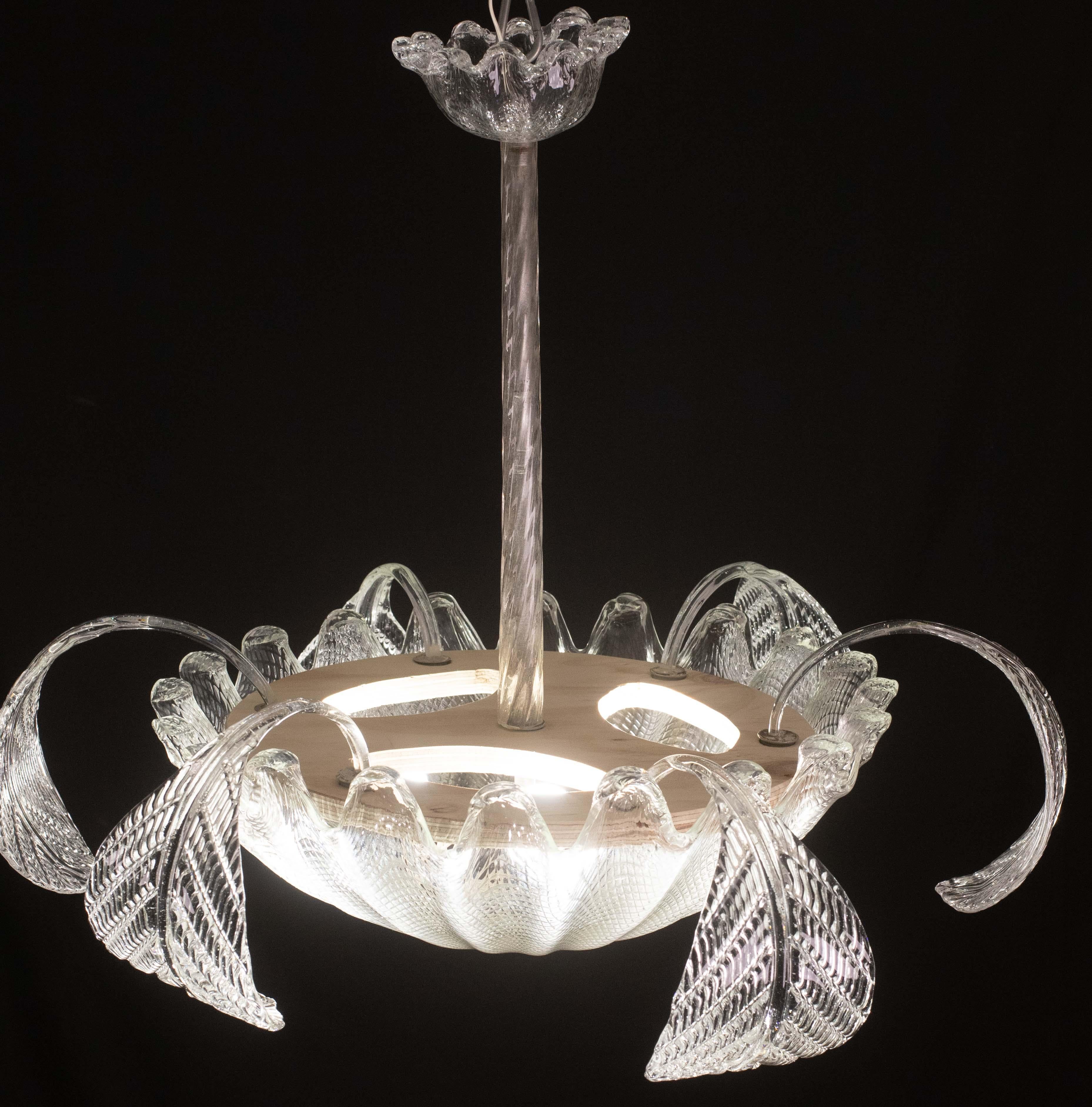 European Charming Art Decò, Barovier & Toso Chandelier, Murano Glass, 1950s For Sale