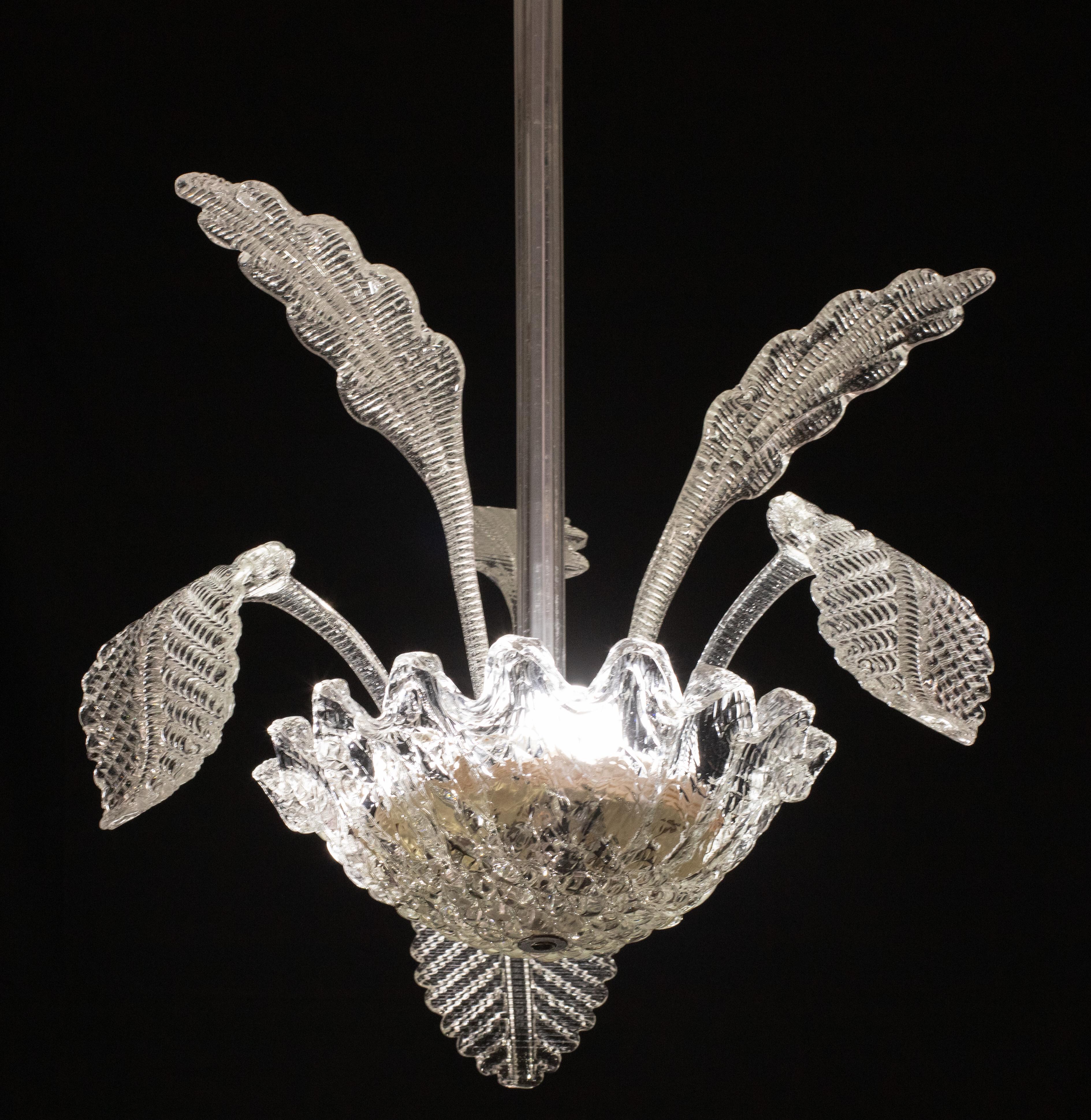 Mid-20th Century Charming Art Decò, Barovier & Toso Chandelier, Murano Glass, 1950s For Sale