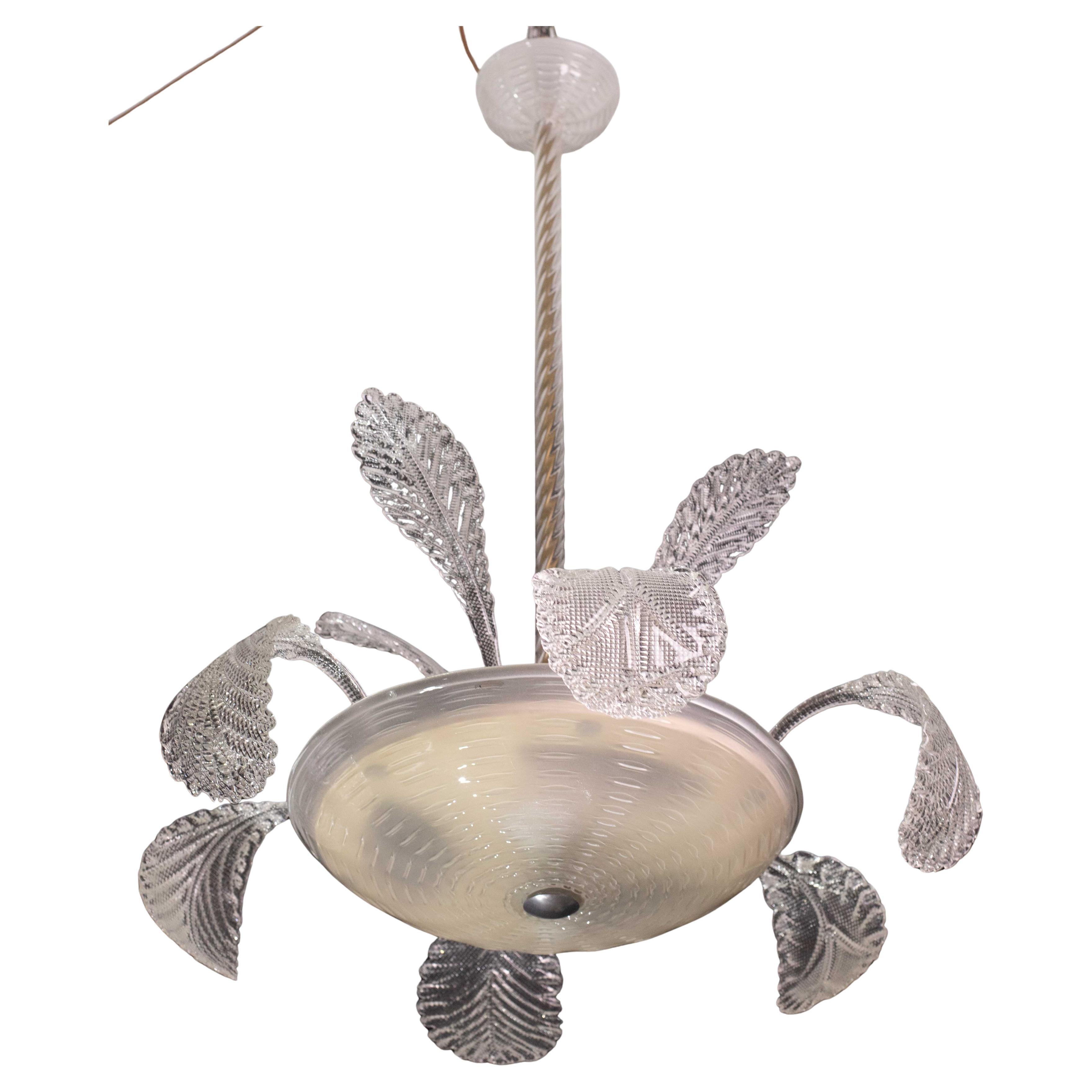 Charmanter Art Decò, Barovier & Toso Kronleuchter, Murano Glas, 1950er Jahre