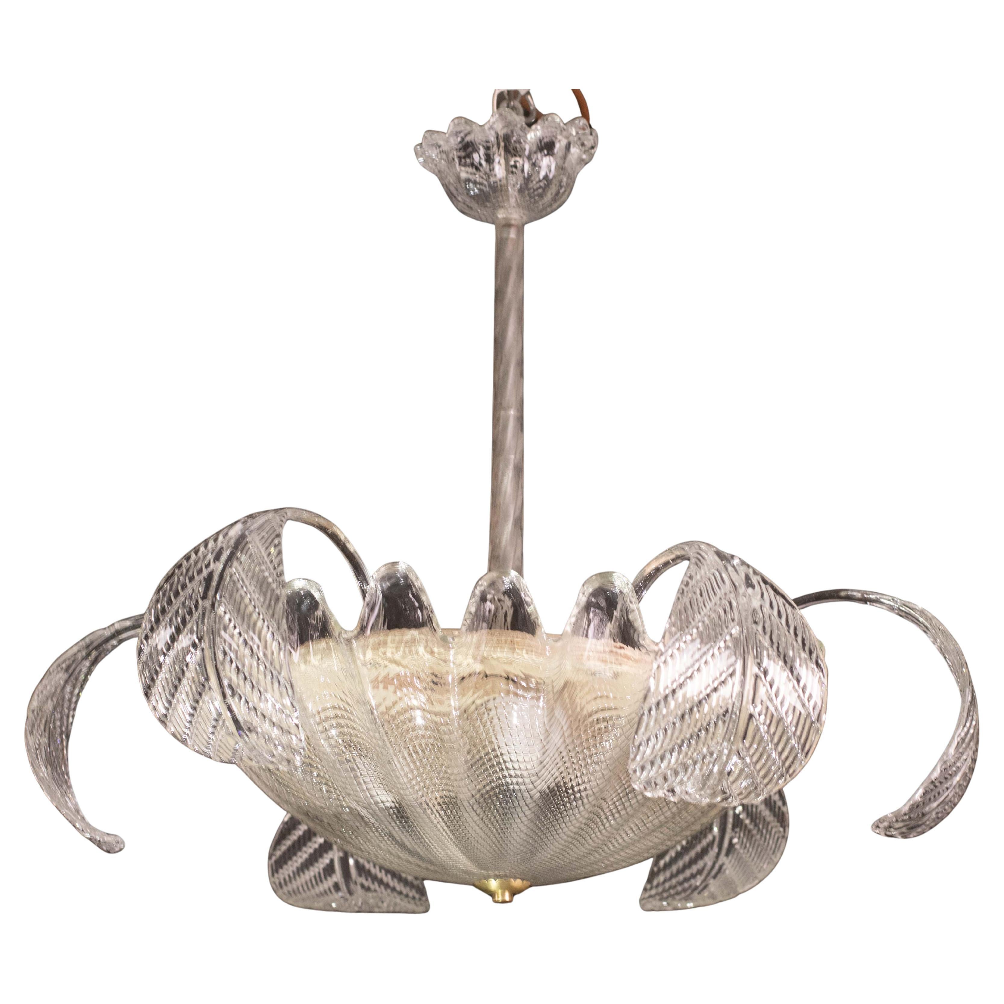 Charmanter Art Decò, Barovier & Toso Kronleuchter, Murano Glas, 1950er Jahre