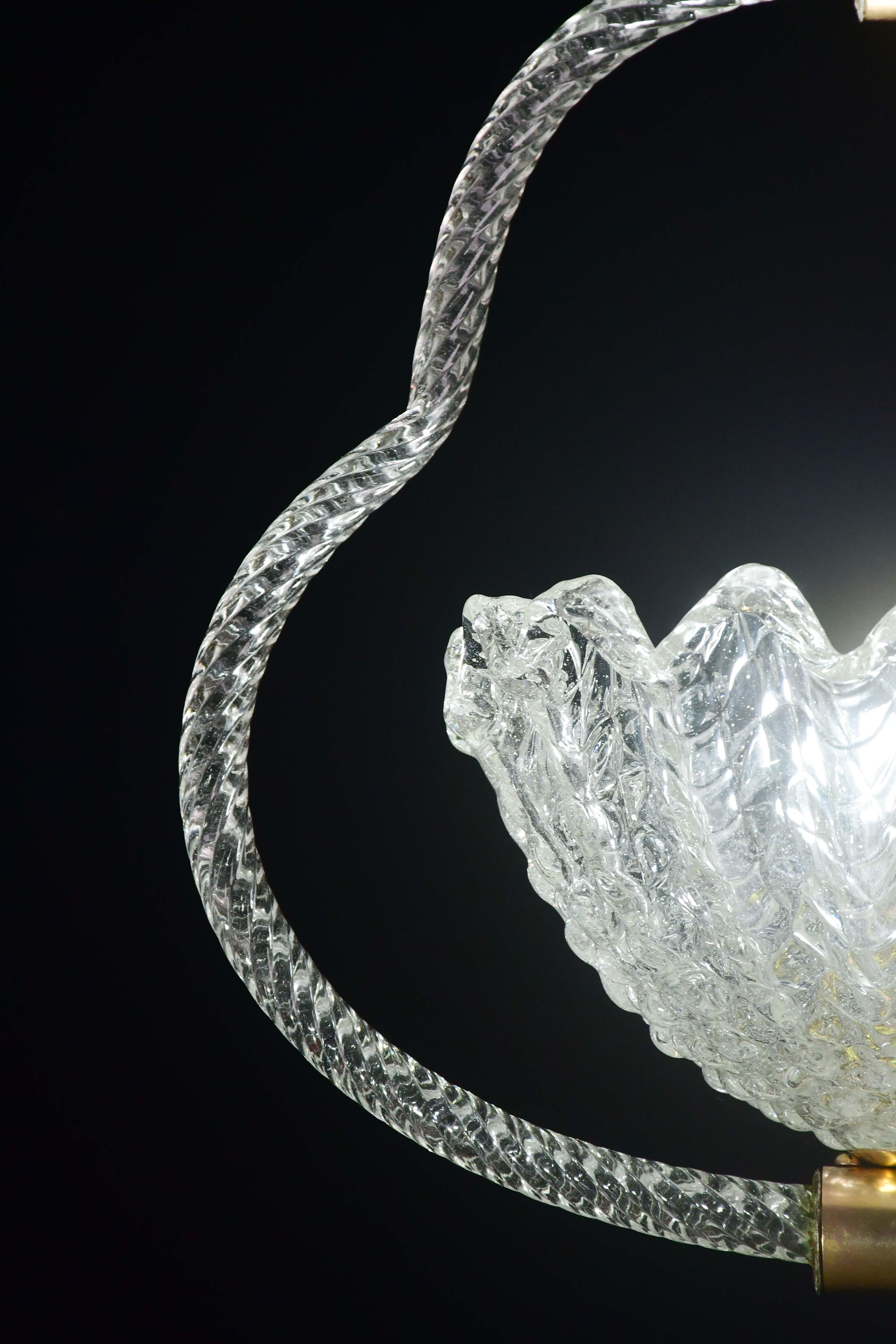 Incantevole lampadario a sospensione Art Decò Barovier&Toso, vetro di Murano, anni '50 in vendita 3