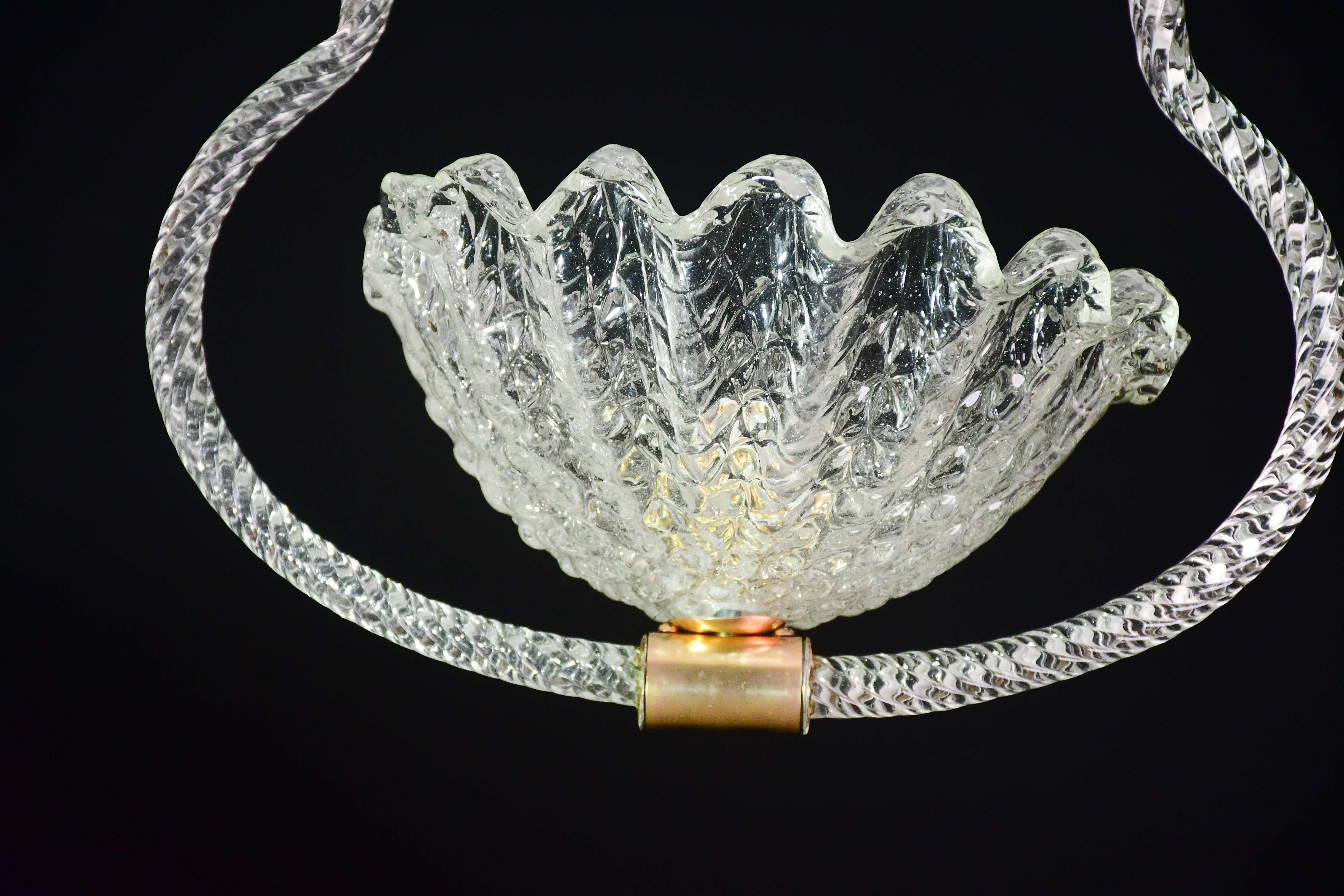 Incantevole lampadario a sospensione Art Decò Barovier&Toso, vetro di Murano, anni '50 in vendita 4