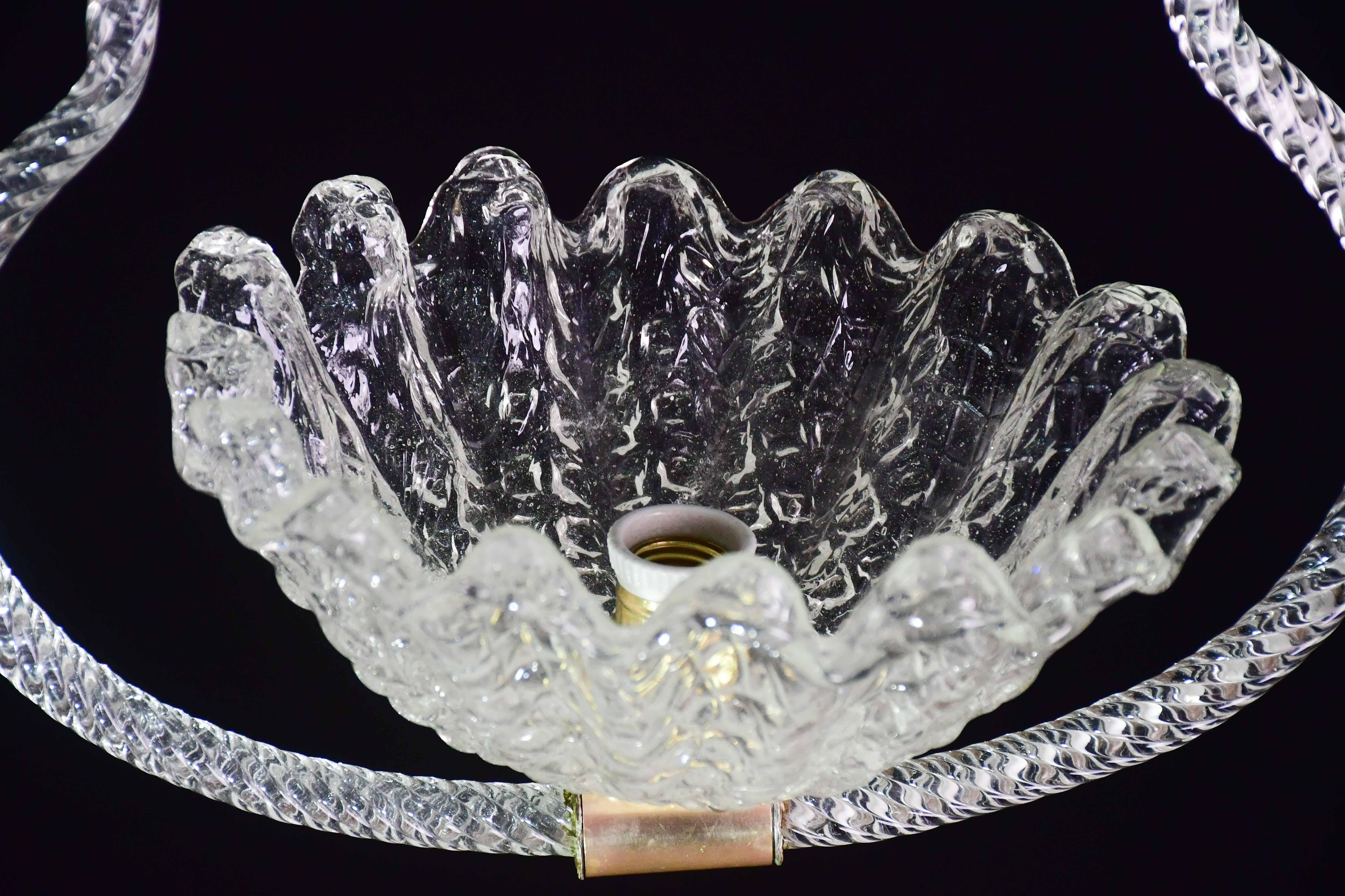 Incantevole lampadario a sospensione Art Decò Barovier&Toso, vetro di Murano, anni '50 in vendita 5