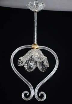Charming Art Decò Barovier & Toso Pendant Light Chandelier Murano Glass, 1950s