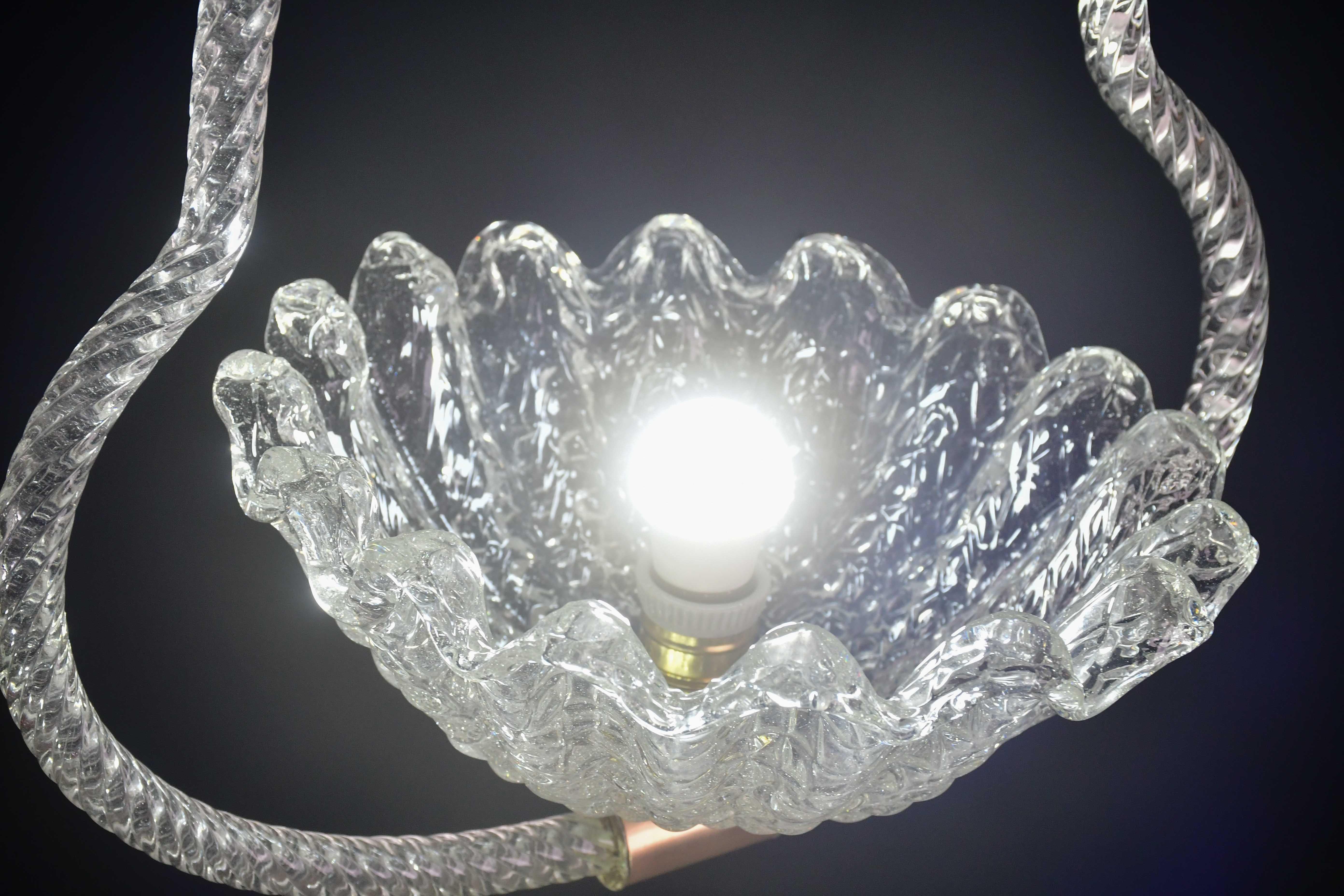 Incantevole lampadario a sospensione Art Decò Barovier&Toso, vetro di Murano, anni '50 in vendita 2
