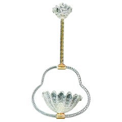 Charming Art Decò Barovier & Toso Pendant Light Chandelier Murano Glass, 1950s