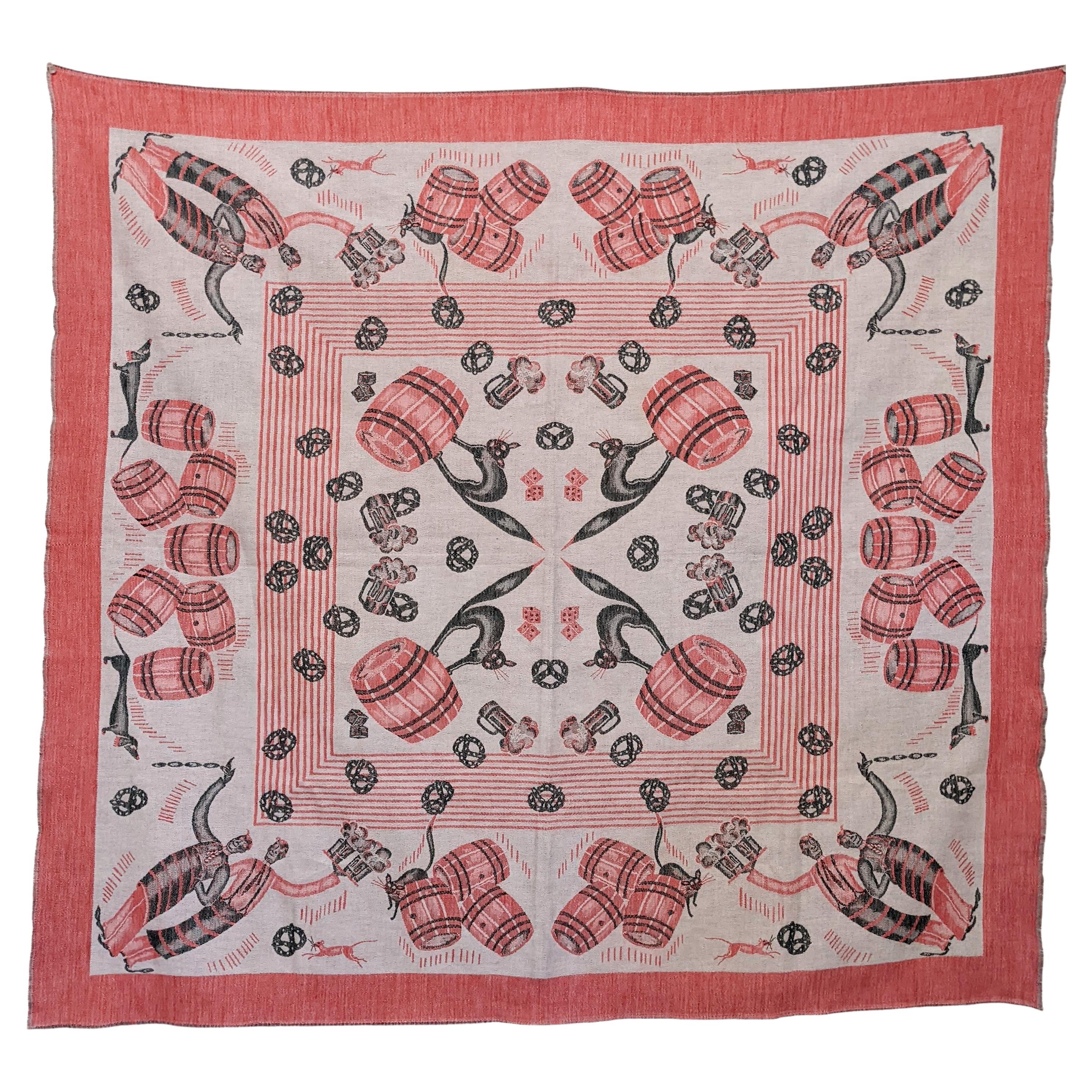 Charmant tissu Jacquard Art Déco en forme de chat noir, époque de la prohibition en vente